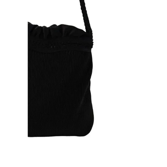 La Regale Womens Ribbed Convertible Shoulder Bag Black - Picture 2 of 7